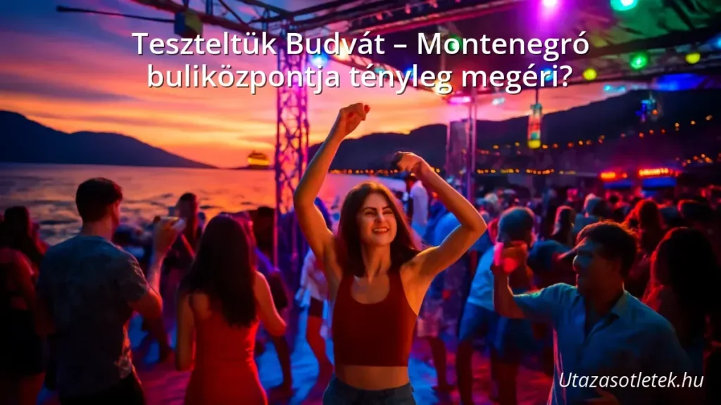 Budva buliközpont éjszakai hangulata tengerparti klubbal
