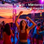 Budva buliközpont éjszakai hangulata tengerparti klubbal