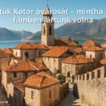 Kotor óvárosának középkori utcái és városfalai a tengerparti öbölben