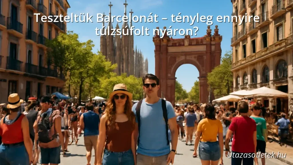 Tömeg Barcelonában nyáron a városnéző helyszíneken