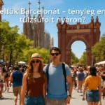 Tömeg Barcelonában nyáron a városnéző helyszíneken