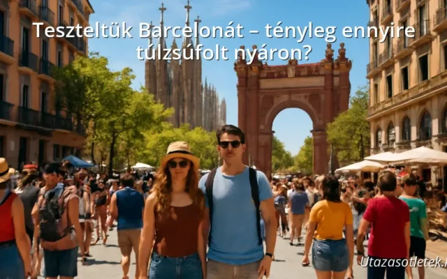 Tömeg Barcelonában nyáron a városnéző helyszíneken